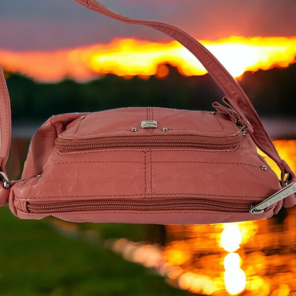 Stone Mountain Pink Leather Crossbody Purse Shoulder Bag 11094 - Picture 6 of 7